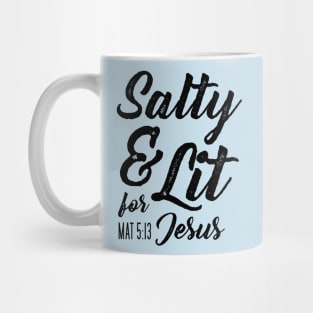 Salty and Lit for Jesus - Black Distress Mug